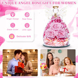 Beferr Valentines Day Rose Gifts for Her Women Mom Gifts for Birthday, Fresh Flowers for Delivery Forever Preserved Rose in Glass Angel Figurine, for Grandma Wife Daughter Girlfriend