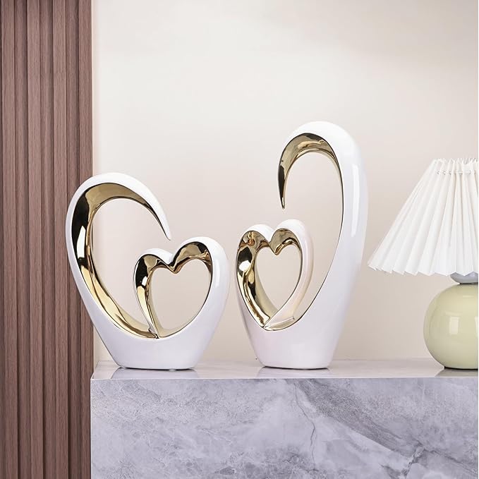 Ceramic Heart Sculpture Set