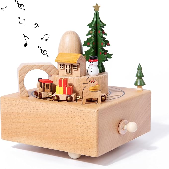 Wooden Christmas Music Box Collection