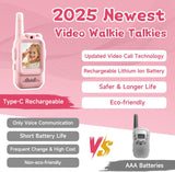 Video Walkie Talkies for Kids, Handheld 2 Pack Rechargeable Video Intercom Kids Walkies Talkies, Indoor Outdoor Toys for Family Games, Outside, Camping, Hiking for Boys Girls Ages 3-12 (Pink/Pink)