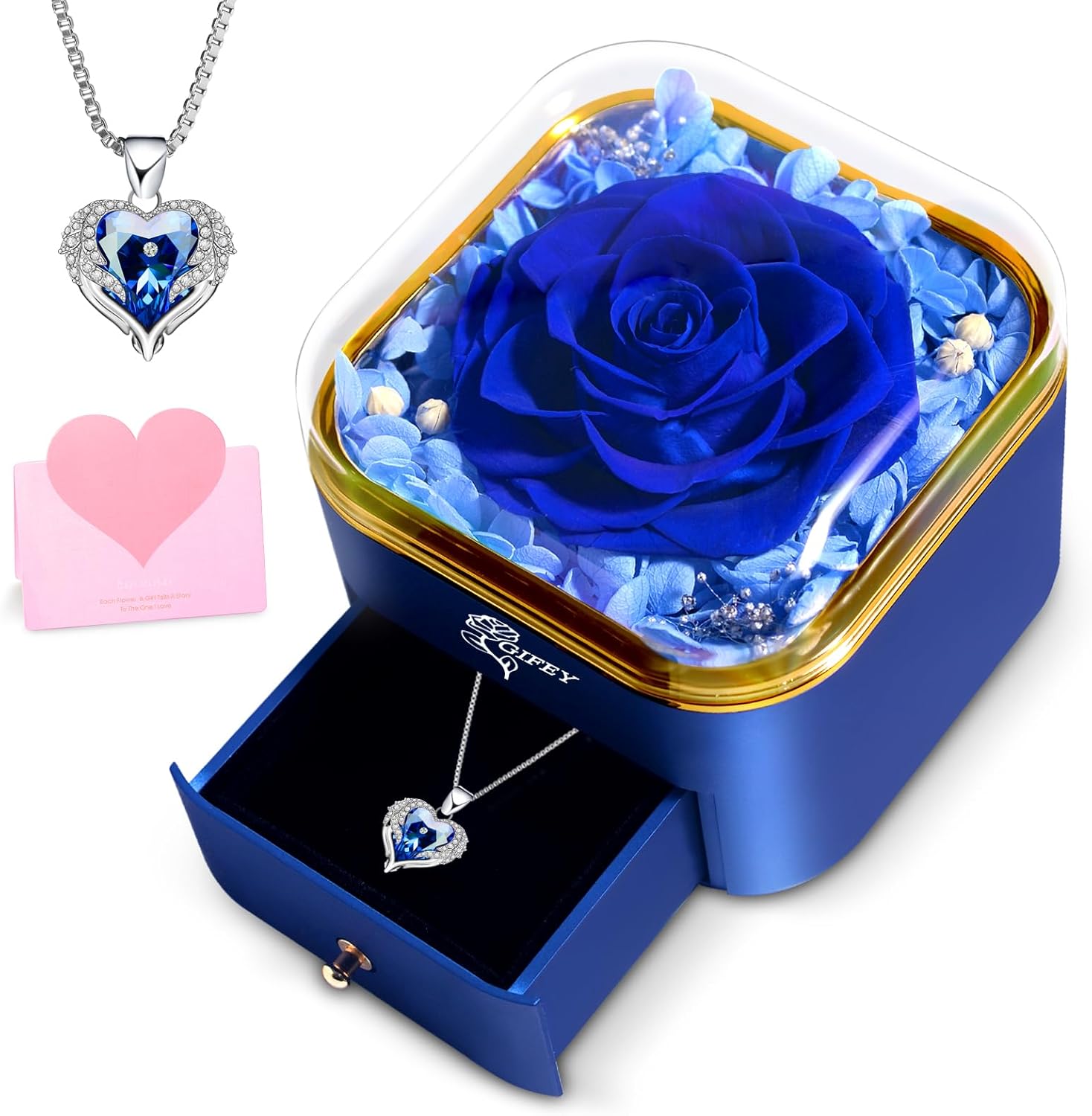 Mothers Day Mom Gifts,Eternal Rose Flower with Necklace Gifts for Women,Mother, Grandma,Wife and Girlfriend, Birthday Gift,Wedding, Thanksgiving Gift