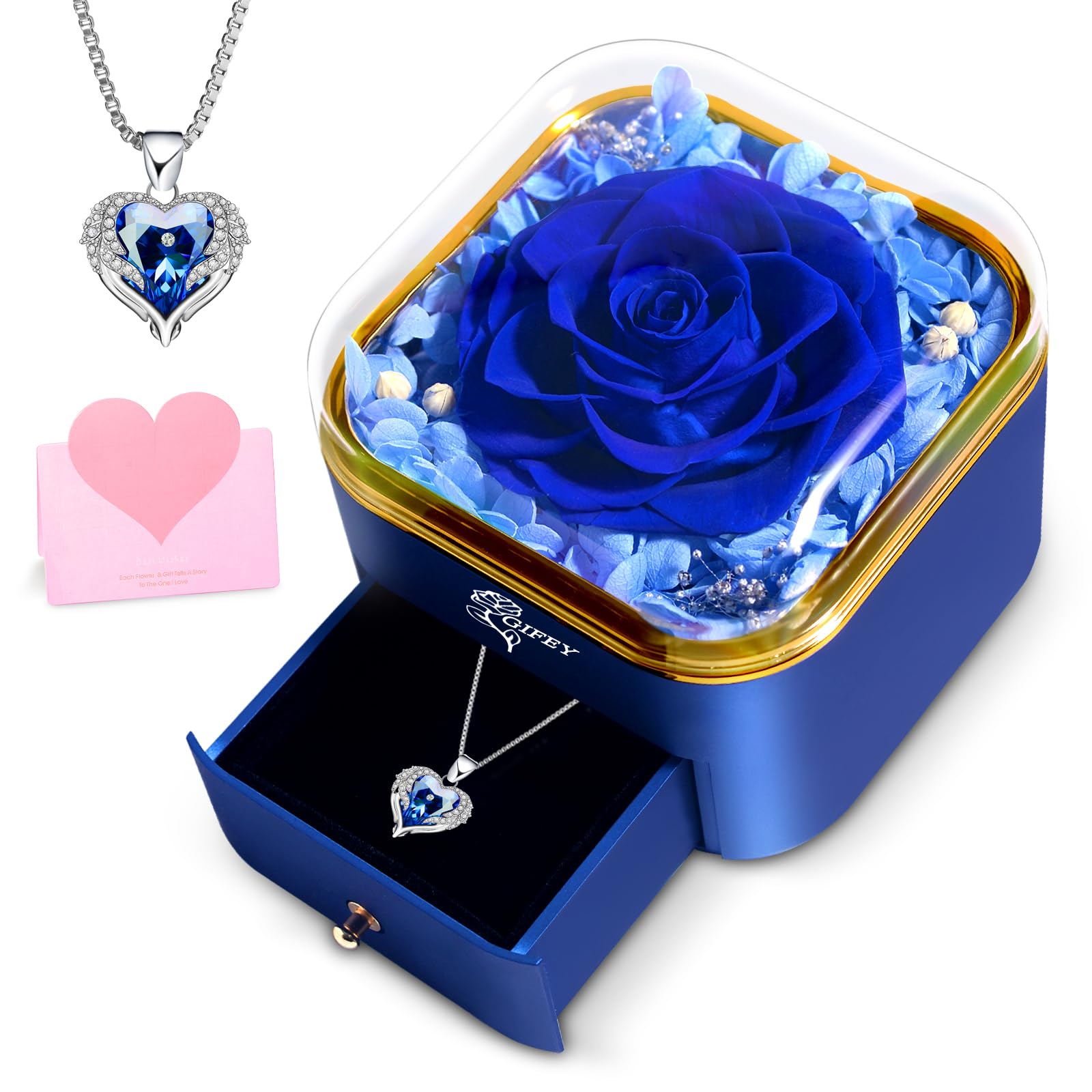 Mothers Day Mom Gifts,Eternal Rose Flower with Necklace Gifts for Women,Mother, Grandma,Wife and Girlfriend, Birthday Gift,Wedding, Thanksgiving Gift