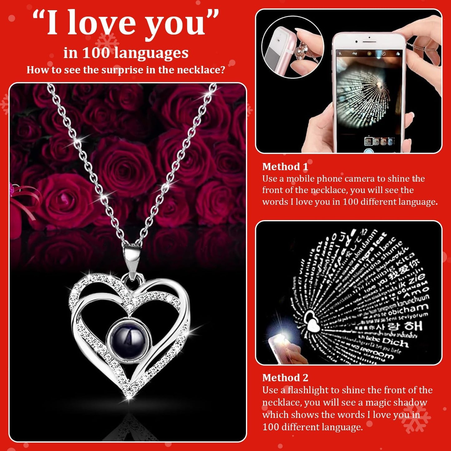 HITOP Rose Gifts for Women - Cute Teddy Bear with Preserved Real Roses Forever Flowers and I Love You in 100 Languages Necklace for Girlfriend Her Wife Mom Grandma on Birthdays, Anniversaries