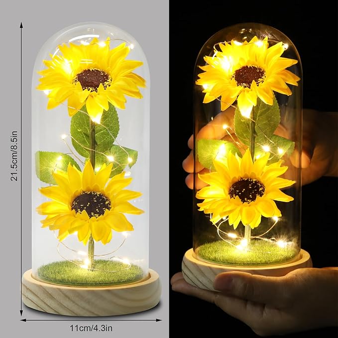 Sunflower Glass Dome Lamp