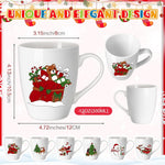 Shellwei 6 Pack Christmas Coffee Mugs 11 oz Holiday Ceramic Mugs Set Xmas Tea Cups with Handles Bulk Reusable Ceramic Coffee Cups for Women Men Teachers Appreciation Christmas Gifts(Funny)