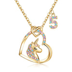 Hidepoo Birthday Gifts for Kids Girls - Unicorn Necklace Unicorns Gifts for Girls Birthday Gift for 3-10 Year Old Girl Colorful CZ Heart Pendant Unicorn Necklace Jewelry Gift
