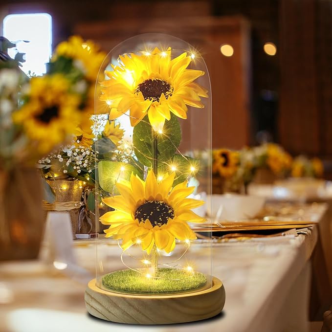 Sunflower Glass Dome Lamp