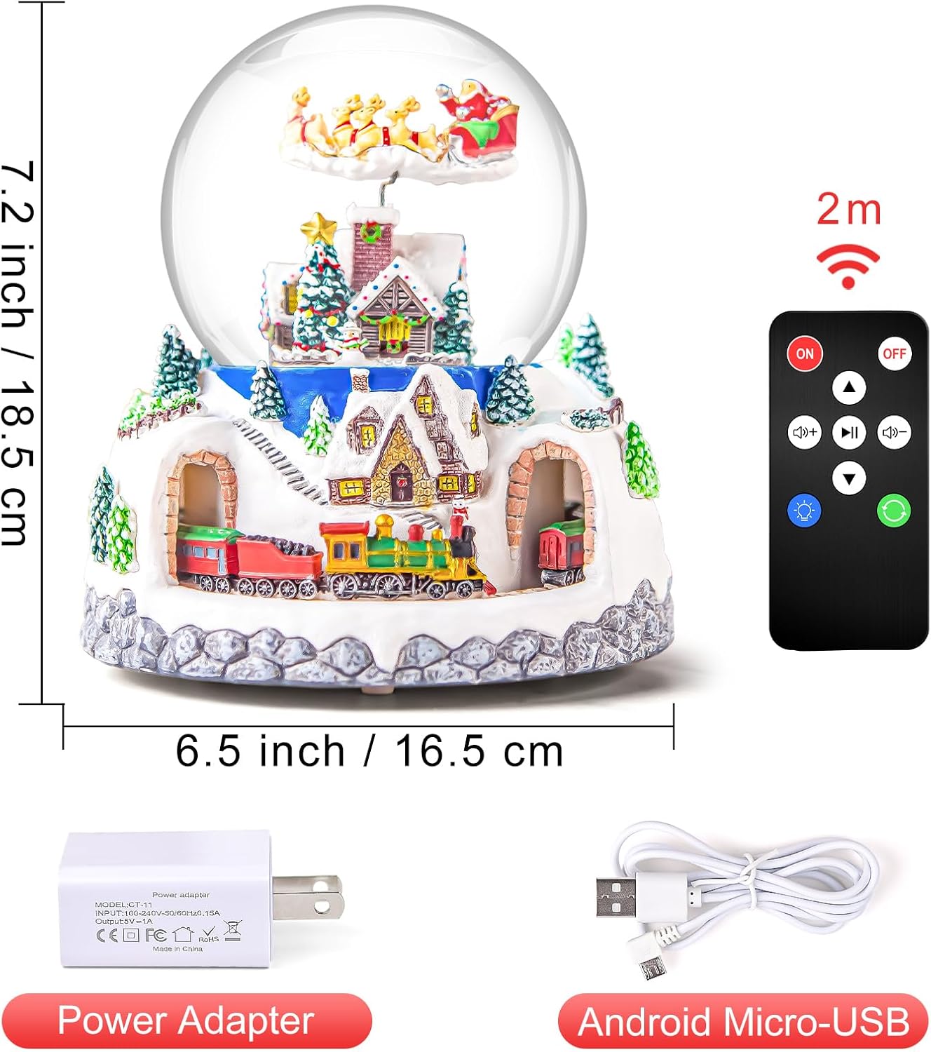 Papá Noel giratorio musical volando sobre la aldea, nevada automática, tren, globo de nieve de Navidad, caja de música para mujeres, esposa, mamá, novia, hija, regalo de Navidad, reproduce 48 villancicos clásicos de Navidad