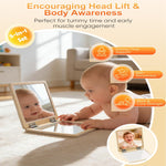 Montessori Toys for Babies 0-6 6-12 Months, Sensory Developmental Baby Toys, Tummy Time Toy - 5 in 1 Wooden Learning Toy Set, High Contrast Cards, Mirror & Spinning Drum for Newborn Infant Gift
