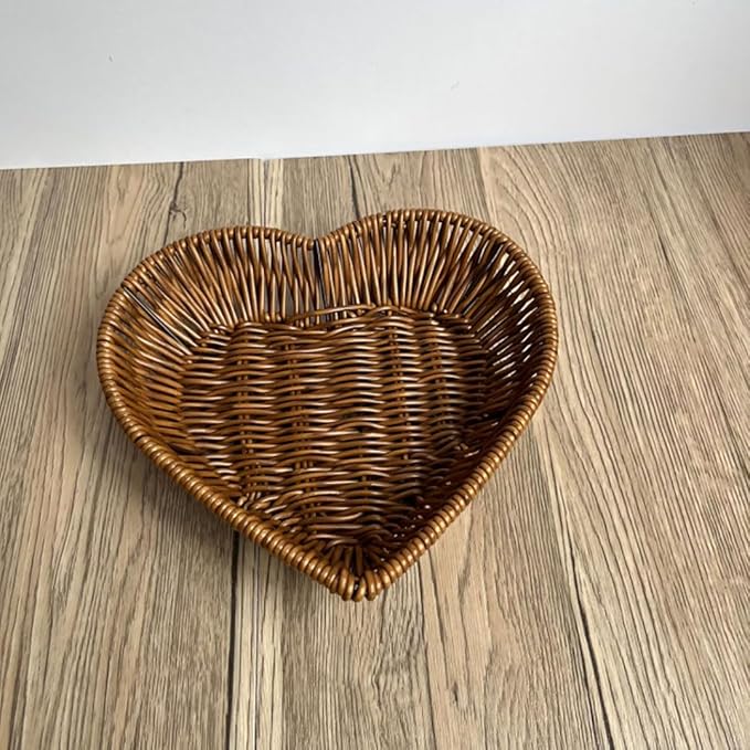 Heart-Shaped Rattan Basket Set