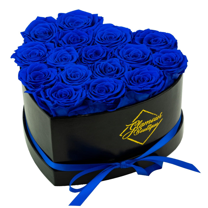 GLAMOUR BOUTIQUE 16 Flower Forever Heart Shape Box, Eternal Preserved Roses Gift for Her, Lasting Flowers, Romantic Floral Keepsake for Birthday, Anniversary or Valentine’s Day, Red (Color-Treated)