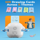 Drawing Robot for Kids, Rechargeable 4-in-1 Draw/Learn/Spell/Music Interactive Educational Robot Drawing Machine with 100 Cards & 12 Color Pens, Learning Toys for 3-8 Year Old Boys Girls Birthday Xmas