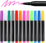 Signsxcel12-Color Liquid Markers for Led Note Board, Compatible with Light Up Drawing Board, Windows, Blackboard, Glass, Neon Erasable Markers,Wet or Dry Erase Markers Fine Tip