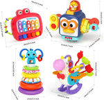 usrela 4 in 1 Baby Toys for 12 18 Month, Learning Toys for Babies 12-18-24 Months, Busy Cube, Stacking Sorter, Piano Xylophone Pull String Travel Toy, Birthday Gifts for Toddlers 1 2 Years Old