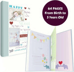Baby Memory Book w/Keepsake Box & 30 Monthly & Baby First Milestone Stickers - Gender Neutral First Year Scrapbook Journal - Baby Photo Album for Boys