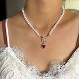 Vintage Pearl Heart Choker