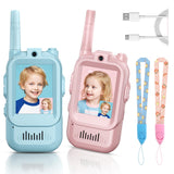 Video Walkie Talkies for Kids, Handheld 2 Pack Rechargeable Video Intercom Kids Walkies Talkies, Indoor Outdoor Toys for Family Games, Outside, Camping, Hiking for Boys Girls Ages 3-12 (Pink/Pink)
