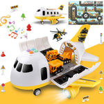 Dwi Dowellin Airplane Toy with Fire Truck Cars and Play Mat,Plane with Lights and Sounds for 3 + Years Old Boys and Girls