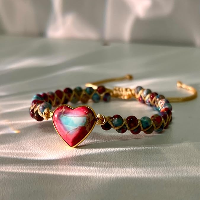 Jasper Heart Handmade Bracelet Set
