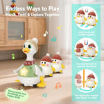 Baby Toys 6 8 10 12 Months, Tummy Time Duck Toy, Musical Dancing Duck Set with Lights & Sounds, Crawling and Interactive Sensory Learning Toy for Infants, Toddlers Gift for 1 Year Old Boy