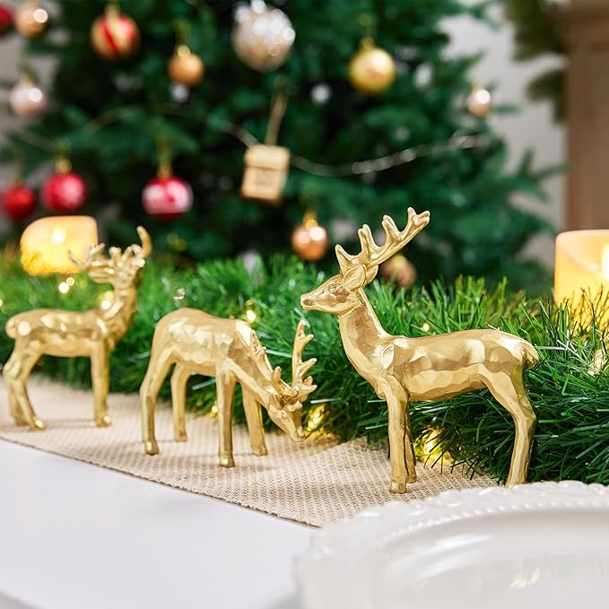 Gold Reindeer Figurine Set