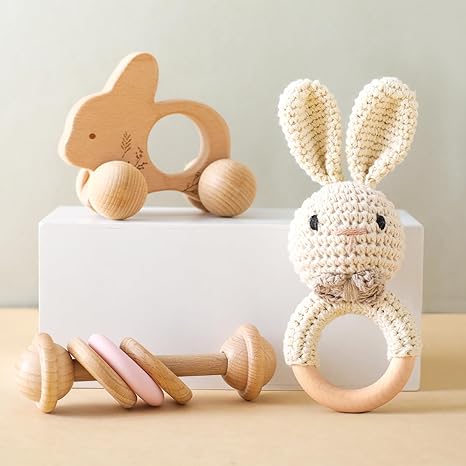 Wooden Animal Rattle Set