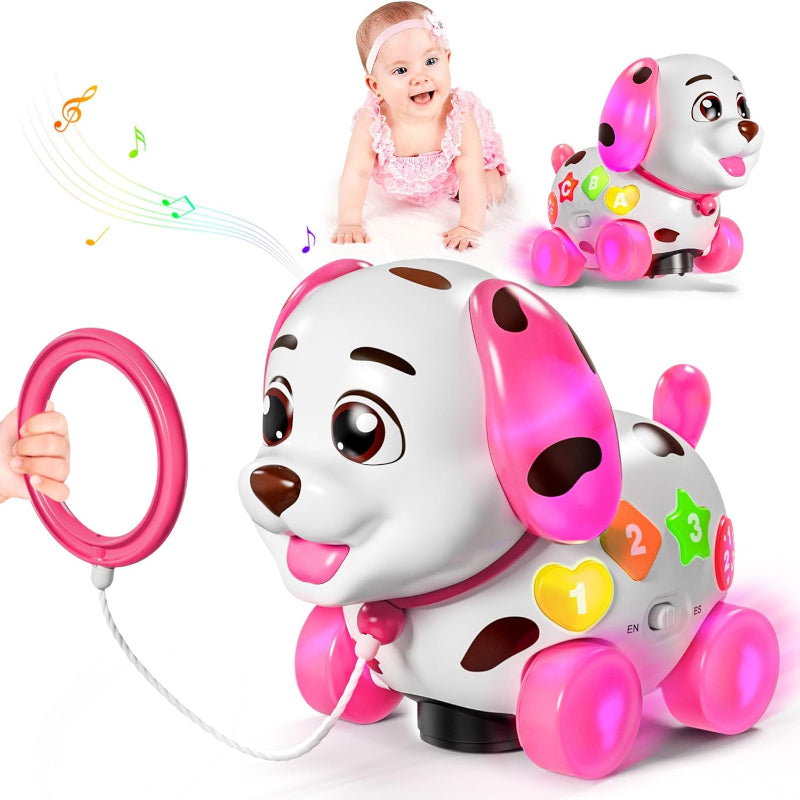 Musical Puppy Toys for 1 Year Old Girl Gifts, 1st Birthday Gril Gift, Bilingual Baby Toy 6-12-18 Months, Learning Toy for 1 Year Old Boy Present with Sound Light