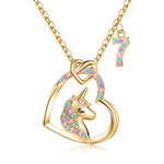 Hidepoo Birthday Gifts for Kids Girls - Unicorn Necklace Unicorns Gifts for Girls Birthday Gift for 3-10 Year Old Girl Colorful CZ Heart Pendant Unicorn Necklace Jewelry Gift