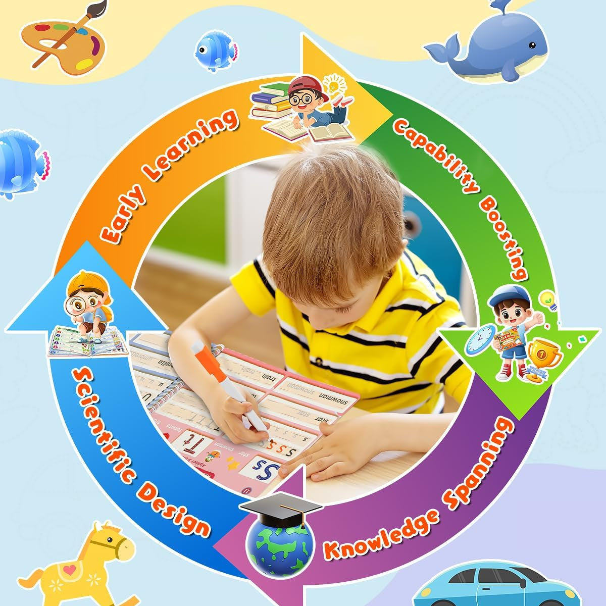 Preschool Learning Activities, 37 Themes Tracing Activity Books Ages 3-8, Toddler Handwriting Practice, Letter Tracing, Kindergarten Workbooks, Travel Game for Trip, Christmas Birthday Gifts