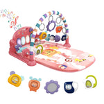 dearlomum Baby Play Mat Gym,Funny Play Piano Interactive Activity Mat & 4 Wrist Rattle Socks, Boy & Girl Gifts for Newborn 0 to 3 6 9 12 Months(Blue)