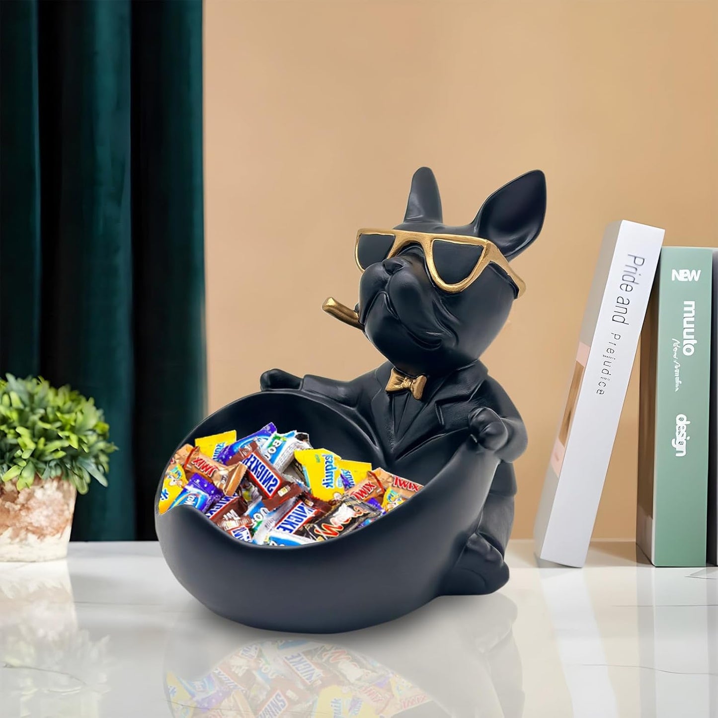 French Bulldog Bowl Sculpture Set
