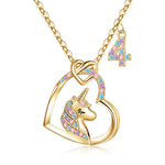 Hidepoo Birthday Gifts for Kids Girls - Unicorn Necklace Unicorns Gifts for Girls Birthday Gift for 3-10 Year Old Girl Colorful CZ Heart Pendant Unicorn Necklace Jewelry Gift