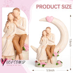 Wedding Anniversary Figurine Gifts for Couple - Romantic Anniversary Engagement Gifts for Wife Women Girlfriend Her, Couple on Moon with Roses Resin Statue for Valentine's Day