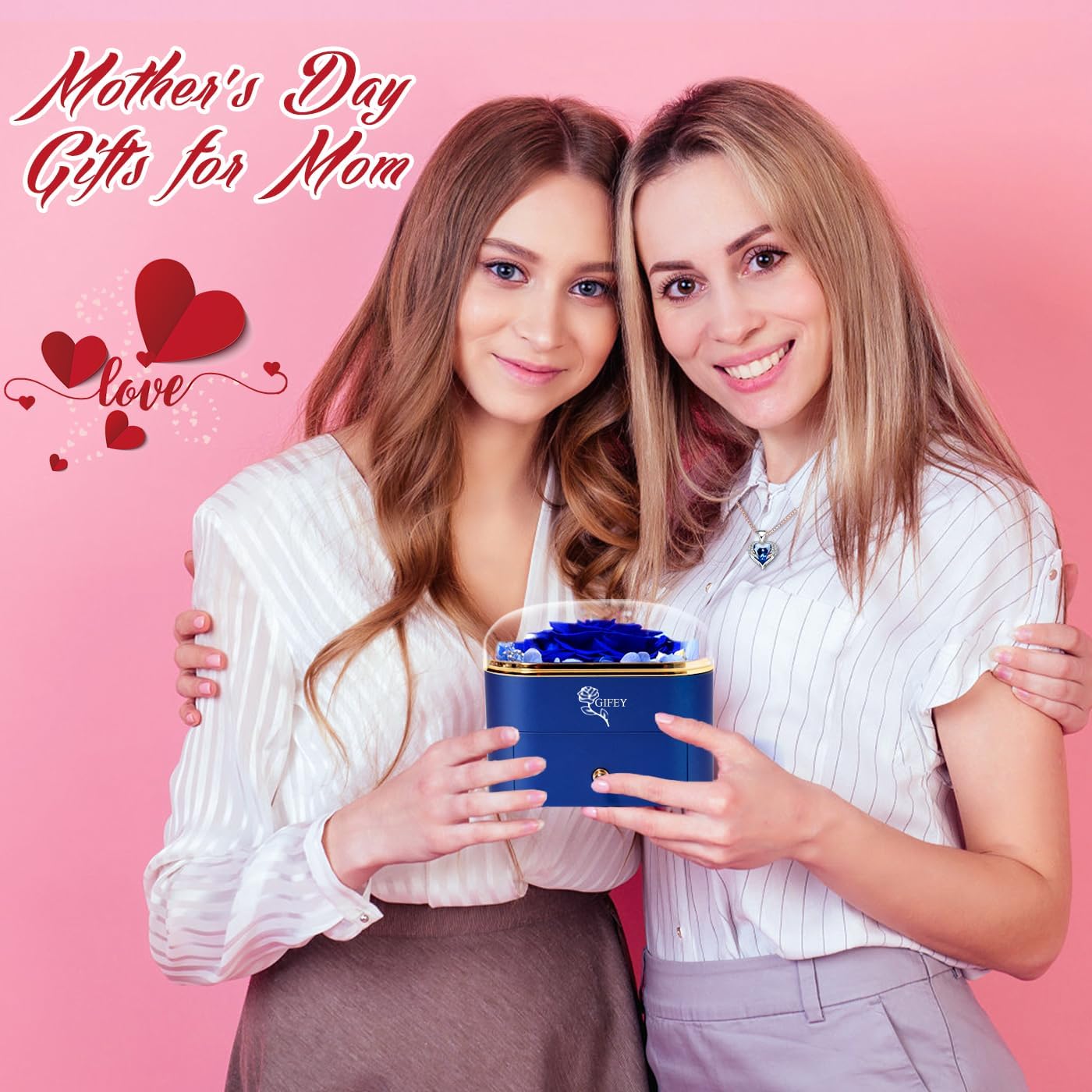 Mothers Day Mom Gifts,Eternal Rose Flower with Necklace Gifts for Women,Mother, Grandma,Wife and Girlfriend, Birthday Gift,Wedding, Thanksgiving Gift