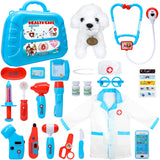 Meland Toy Doctor Kit for Girls, Pretend Play Toy Doctor Set with Dog , Carrying Bag, Stethoscope & Dress Up Costume Gift for Kids Toddlers Ages 3 4 5 6 Year Old for Role Play