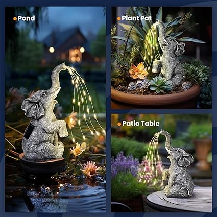 Solar Elephant Garden Statue