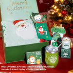 Christmas Basket Gifts for Women 2025, Unique Holiday Cheer Gift for Women with Flannel Blanket and Insulated Tumbler, Merry Christmas Basket Gift for Mom, Wife, Friend, Green
