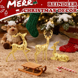 Exasinine 3 PCS Gold Reindeer Decor Christmas Figurines for Xmas Holiday Indoor Decorations Family Reindeer Christmas Decor for Centerpieces Ornaments Tabletop Mantle Decorations Home Office
