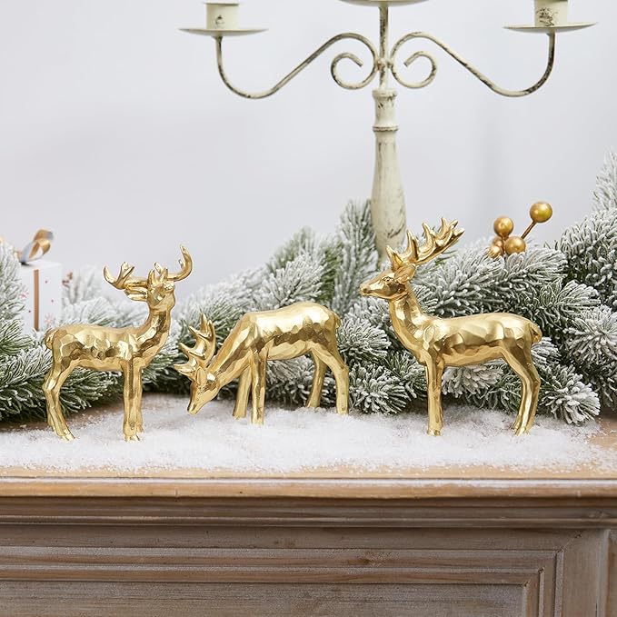 Gold Reindeer Figurine Set