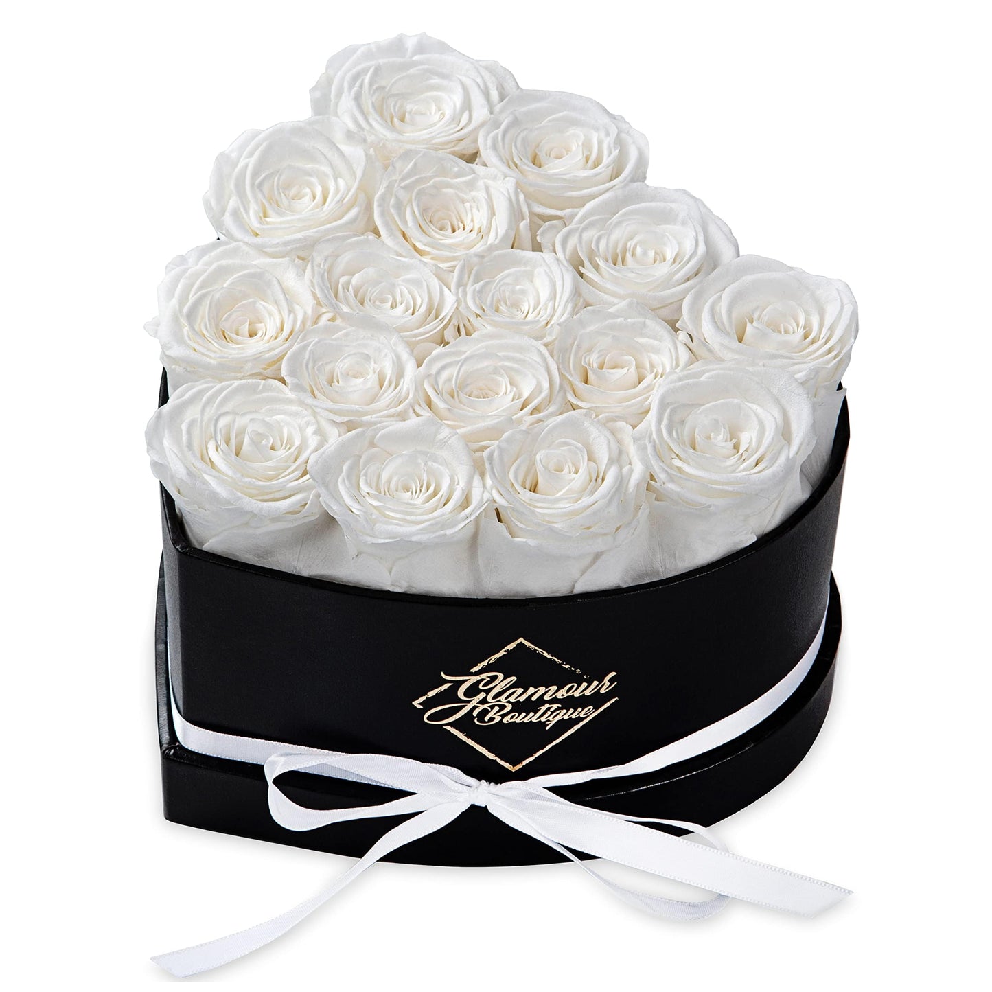 GLAMOUR BOUTIQUE 16 Flower Forever Heart Shape Box, Eternal Preserved Roses Gift for Her, Lasting Flowers, Romantic Floral Keepsake for Birthday, Anniversary or Valentine’s Day, Red (Color-Treated)