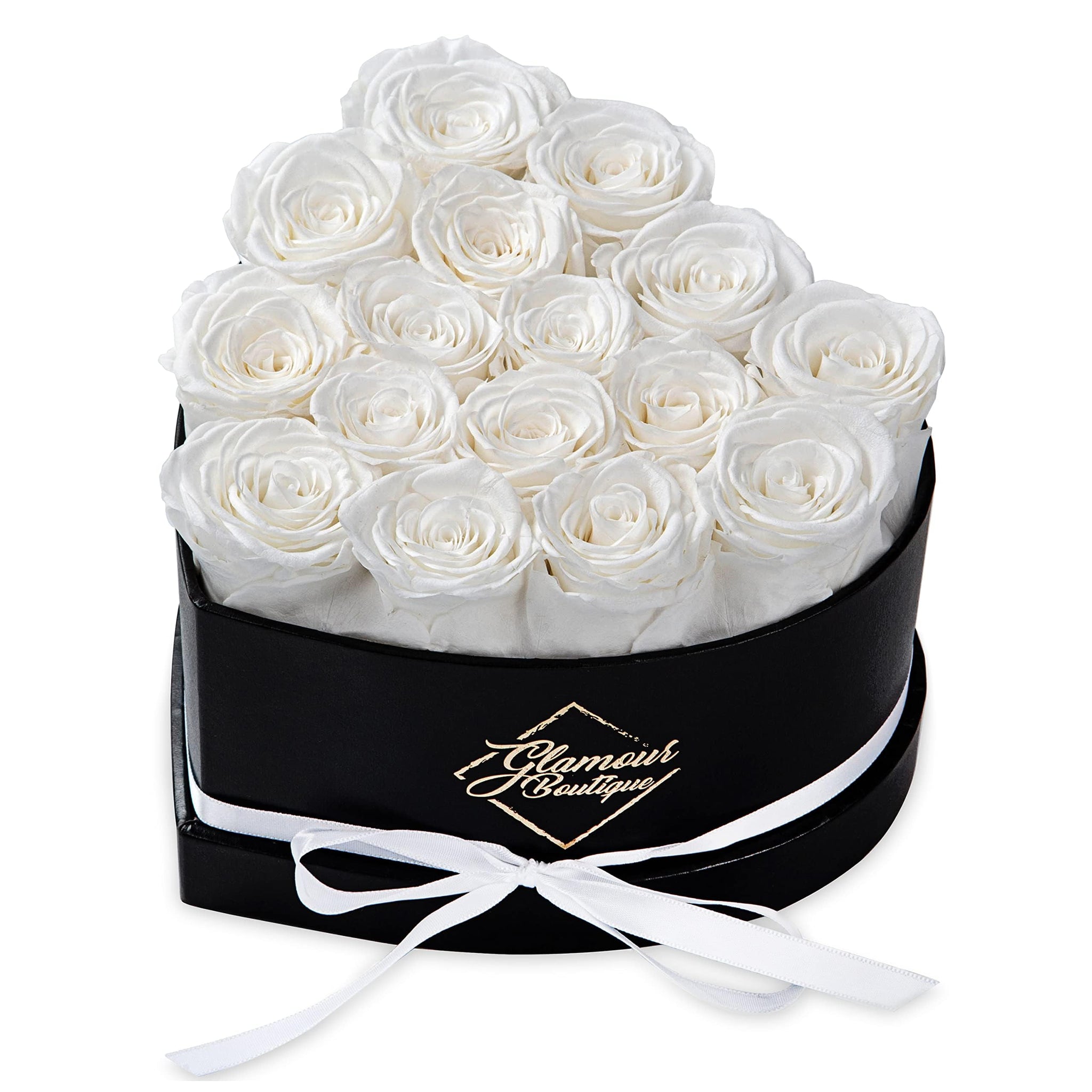 GLAMOUR BOUTIQUE 16 Flower Forever Heart Shape Box, Eternal Preserved Roses Gift for Her, Lasting Flowers, Romantic Floral Keepsake for Birthday, Anniversary or Valentine’s Day, Red (Color-Treated)