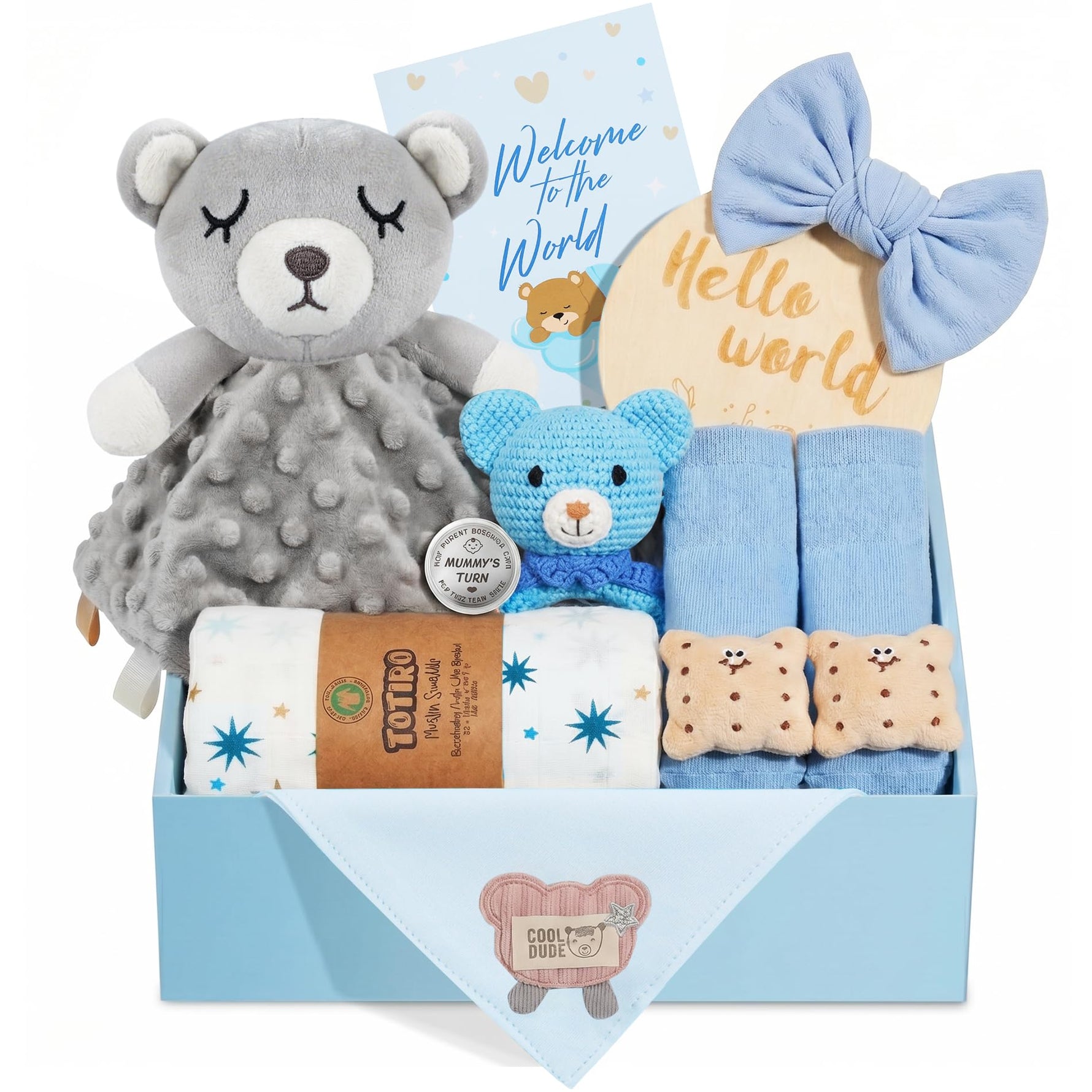 Newborn Baby Girl Gift, 9 Pcs Baby Gifts for Girls Newborn Essentials, New Baby Girl Gift Basket Baby Shower Gender Reveal Gifts, New Mom Gift Swaddle Blanket Bunny Rattle Gift Set