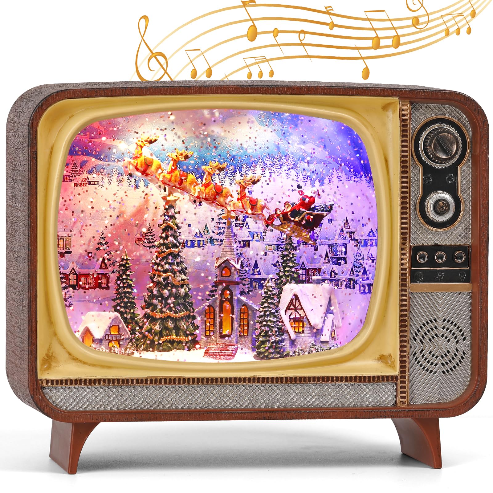 Christmas Snow Globe, TV Snowman Scene Snow Globe,Volume/Light Mode/Playing Controllable Glittering Lantern with Timer, Snow Globe Lantern USB or Battery Powered for Christmas Decoration