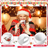 Shellwei 6 Pack Christmas Coffee Mugs 11 oz Holiday Ceramic Mugs Set Xmas Tea Cups with Handles Bulk Reusable Ceramic Coffee Cups for Women Men Teachers Appreciation Christmas Gifts(Funny)
