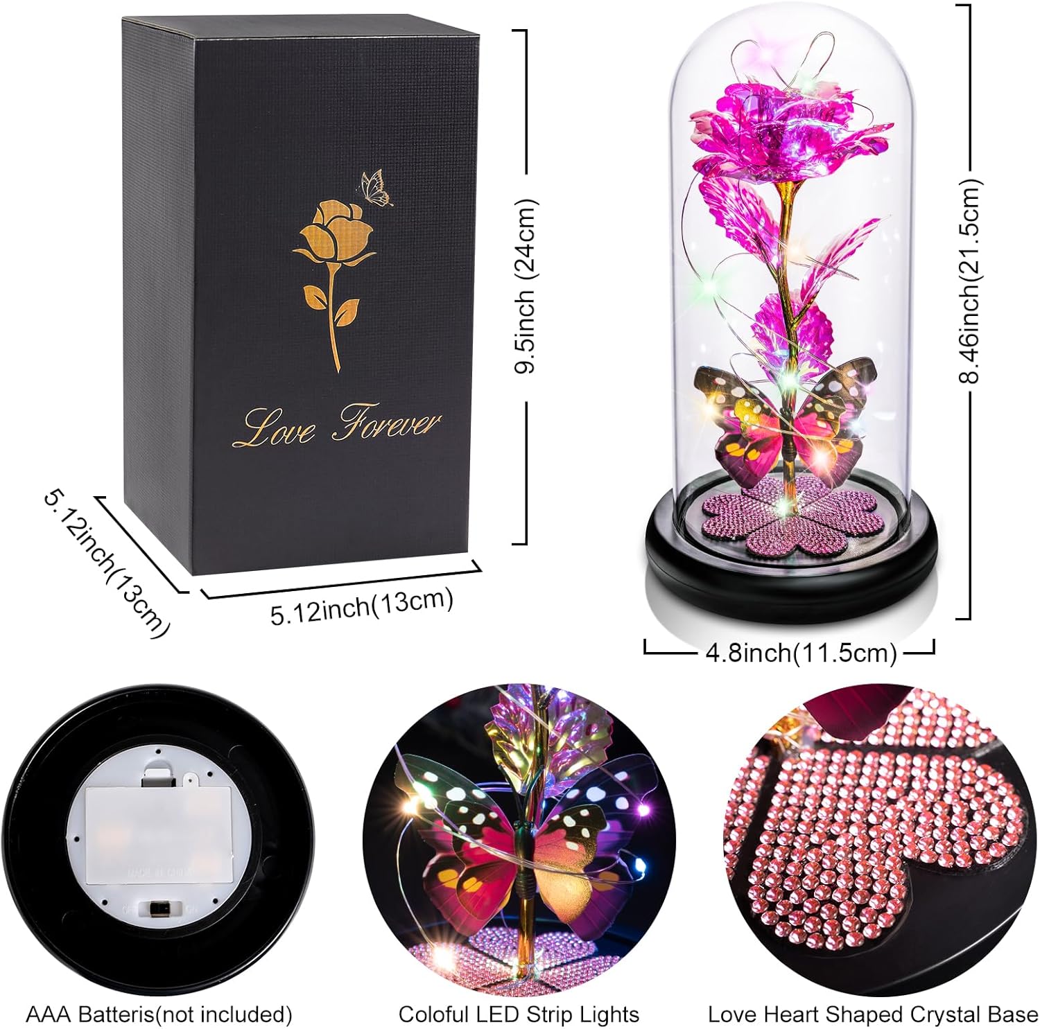 Galaxy Rose Glass Dome Gift