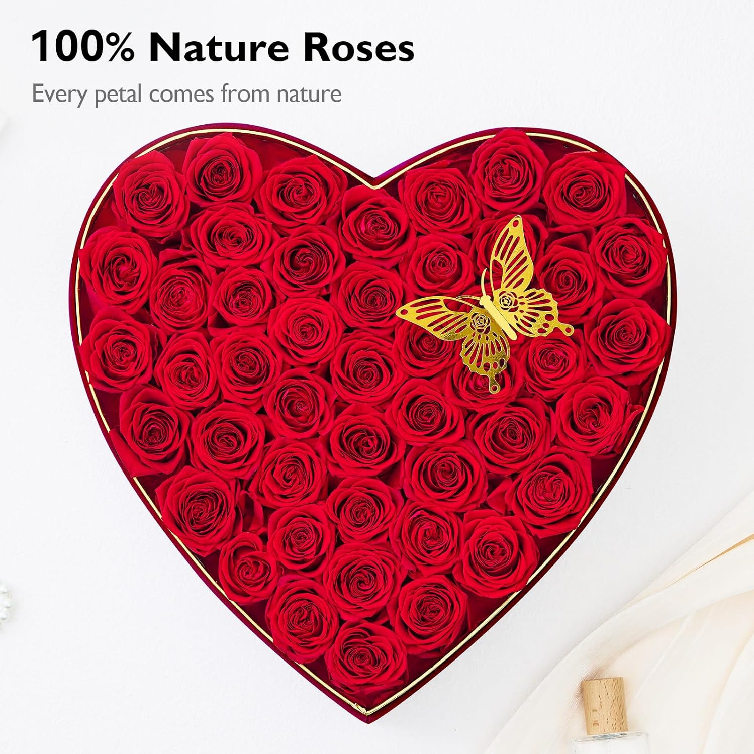 Eterfield 47 Forever Flowers in Heart Shape Box, Valentines Day Preserved Roses That Last Over a Year Preserved Flowers Birthday Gifts for Her Women Mom Wife Anniversary Mothers Day Christmas, Red