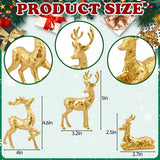 Exasinine 3 PCS Gold Reindeer Decor Christmas Figurines for Xmas Holiday Indoor Decorations Family Reindeer Christmas Decor for Centerpieces Ornaments Tabletop Mantle Decorations Home Office