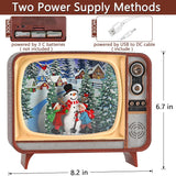 Christmas Snow Globe, TV Snowman Scene Snow Globe,Volume/Light Mode/Playing Controllable Glittering Lantern with Timer, Snow Globe Lantern USB or Battery Powered for Christmas Decoration