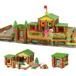 Wondertoys 530 Pcs Wooden Logs Set Ages 3+, Classic Building Log Toys for Kids, Creative Construction Engineering Educational Gifts