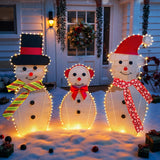 [Decoraciones navideñas de renos de 3 piezas para exteriores] Familia de ciervos iluminados en 2D con 260 luces LED. Decoración duradera para patio, césped, jardín, color blanco
